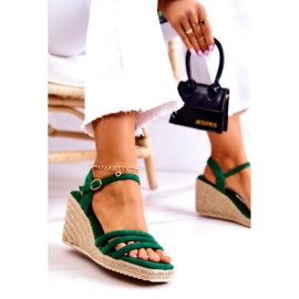 FJ1 Suede Green Louisiana Wedge Sandals 5