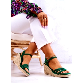 FJ1 Suede Green Louisiana Wedge Sandals 6