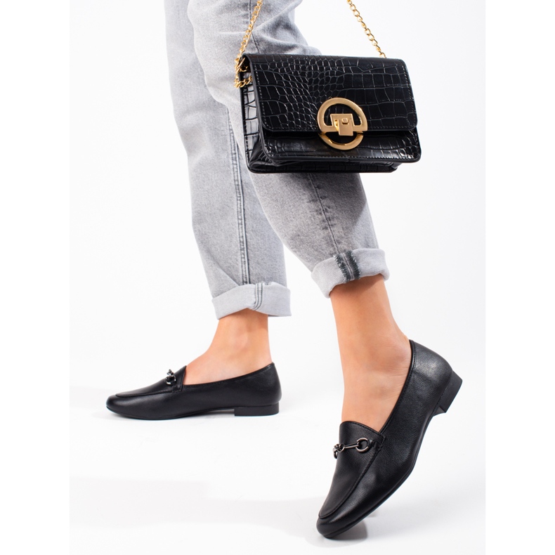 VINCEZA women's black loafers 1