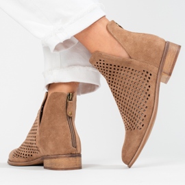 W. Potocki Women's brown openwork spring boots Potocki 2