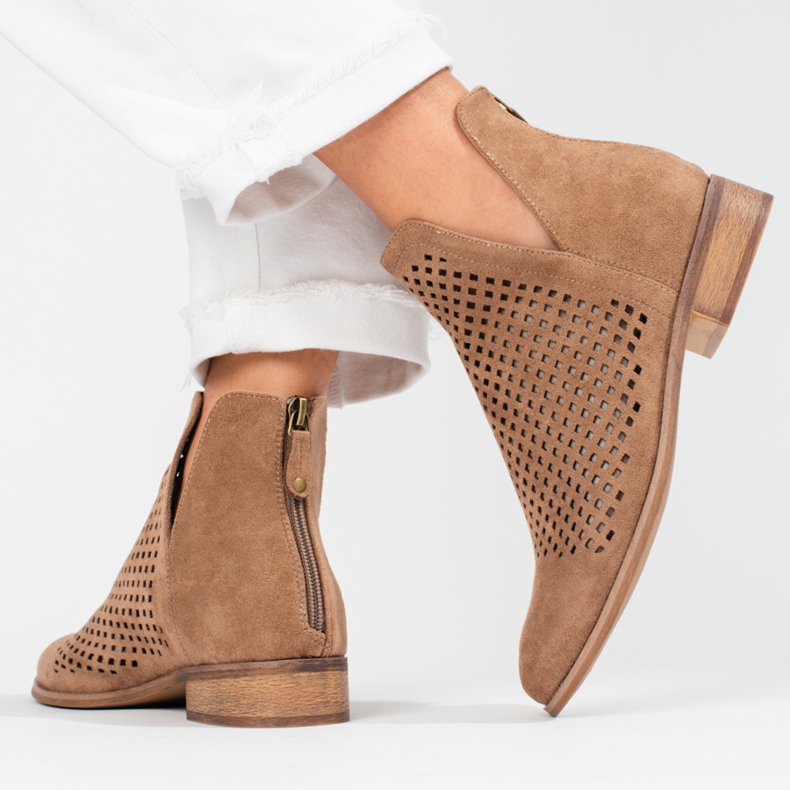 W. Potocki Women's brown openwork spring boots Potocki 2