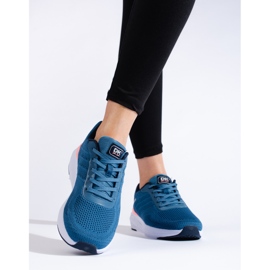Women's textile DK blue sports shoes 1