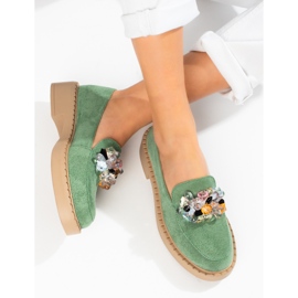 W. Potocki Women's suede moccasins Potocki green 1