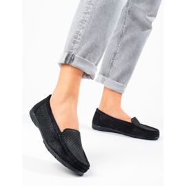 Vinceza women's black leather loafers 2