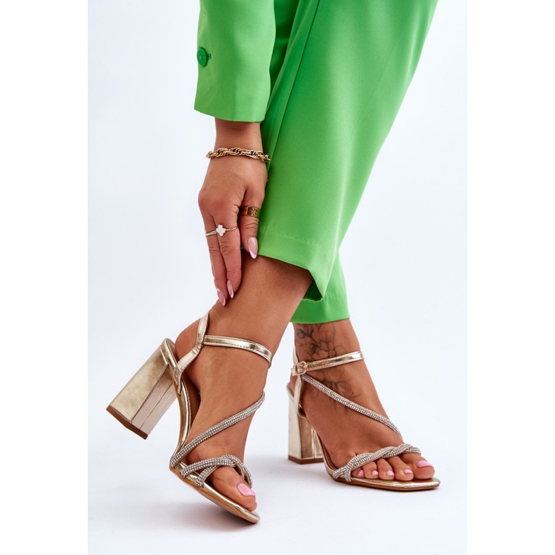 Sandals With Zircons Gold Carlotta High Heels golden 2