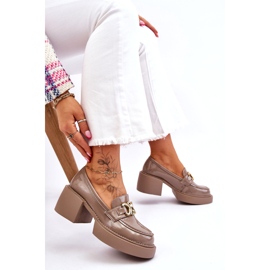 S.Barski Fashionable pumps with massive heels beige Imani 4