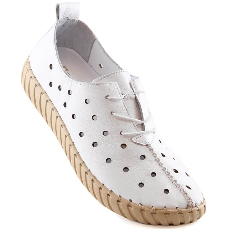Leather comfortable openwork women's shoes white Artiker 48C0567 1