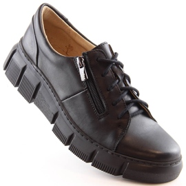 Leather comfortable women's shoes black Helios 413 1