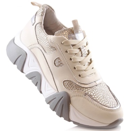 Women's leather sports shoes in beige Filippo DP4516 1