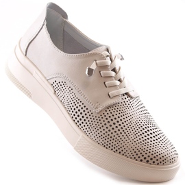 Women's beige leather openwork shoes Filippo DP4405 1