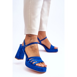 Women's Suede Platform Sandals Blue Verda 2 Women's Suede Platform Sandals Blue Verda 2