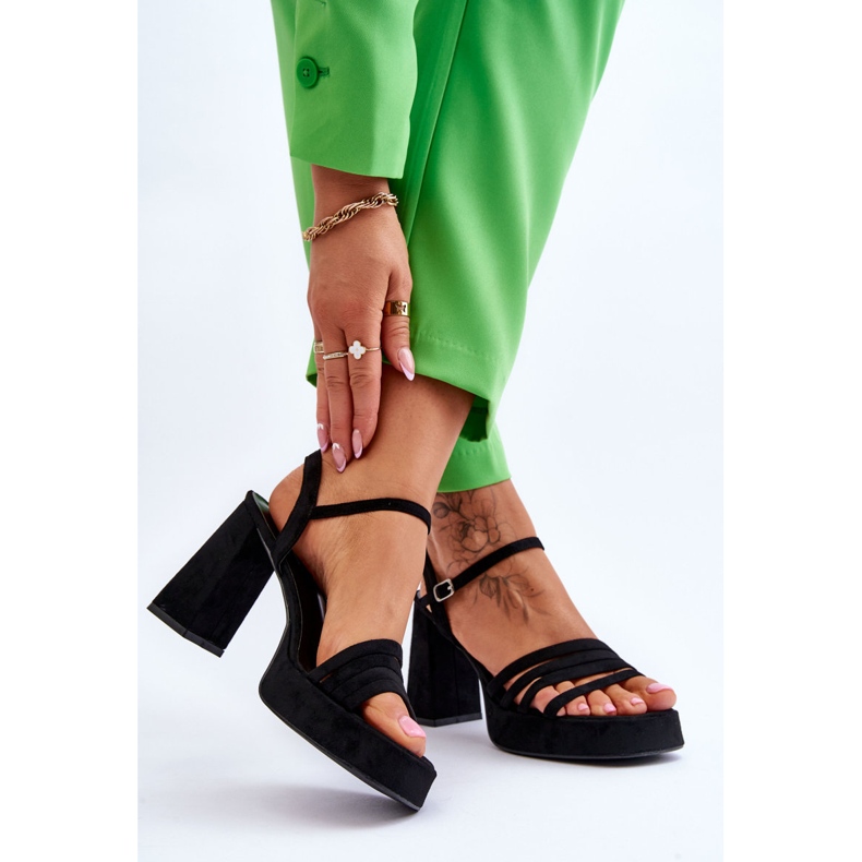 Women's Suede Heels And Platform Sandals Black Verda 2