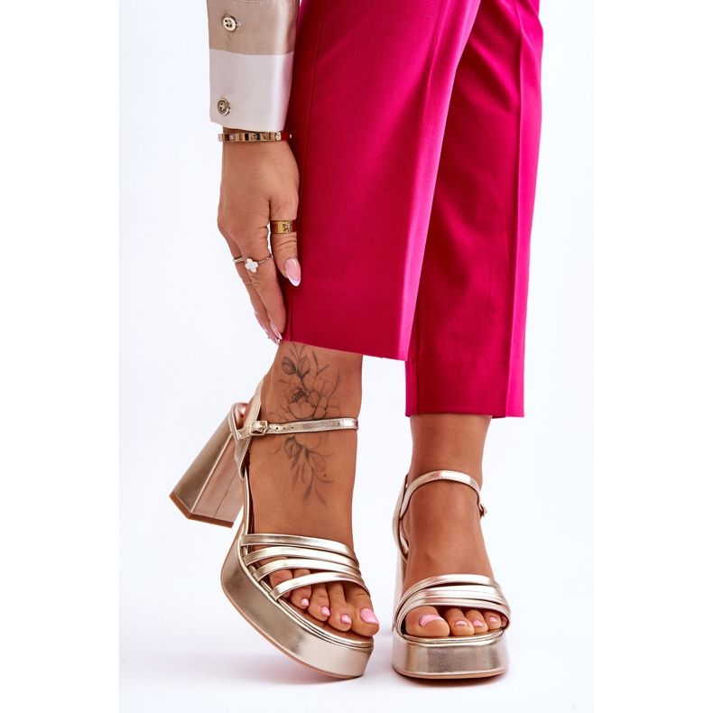 FB2 Women's Leather Heels And Platform Sandals Gold Verda golden 1