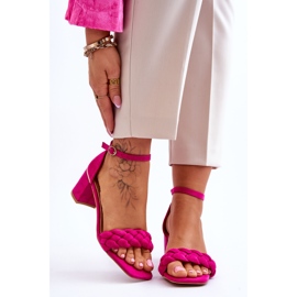 FB2 Suede High Heel Sandals With Decorative Fuchsia Azela Braids pink 1