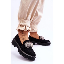 FB2 Women's Embellished Platform Loafers Black Brenda 2