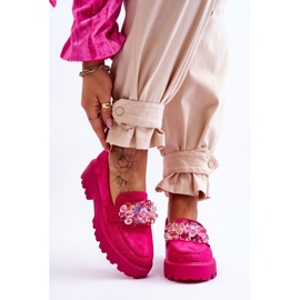 FB2 Women's Embellished Platform Loafers Fuchsia Brenda pink 1
