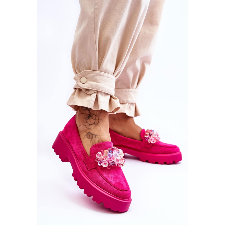 FB2 Women's Embellished Platform Loafers Fuchsia Brenda pink 2