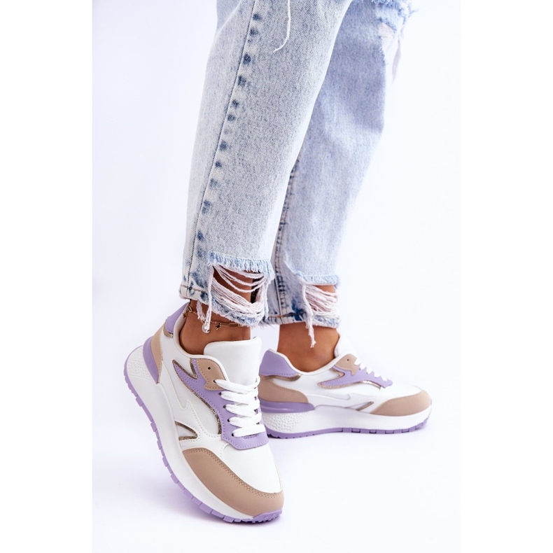 Women's Platform Sports Shoes White-Purple Henley 1 Women's Platform Sports Shoes White-Purple Henley 1