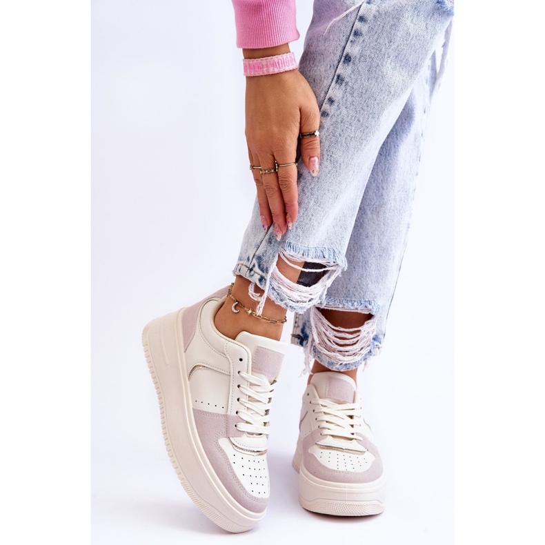 Bexley Women's High Platform Trainers Light Beige 1