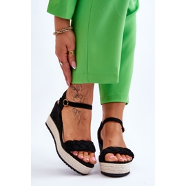 Classic Suede Wedge Sandals Black Denisse 1