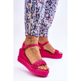 FB2 Classic Fuchsia Denisse Suede Wedge Sandals pink 2