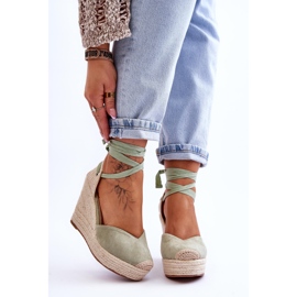 Women's Lace Up Wedge Sandals Bethany Green 1