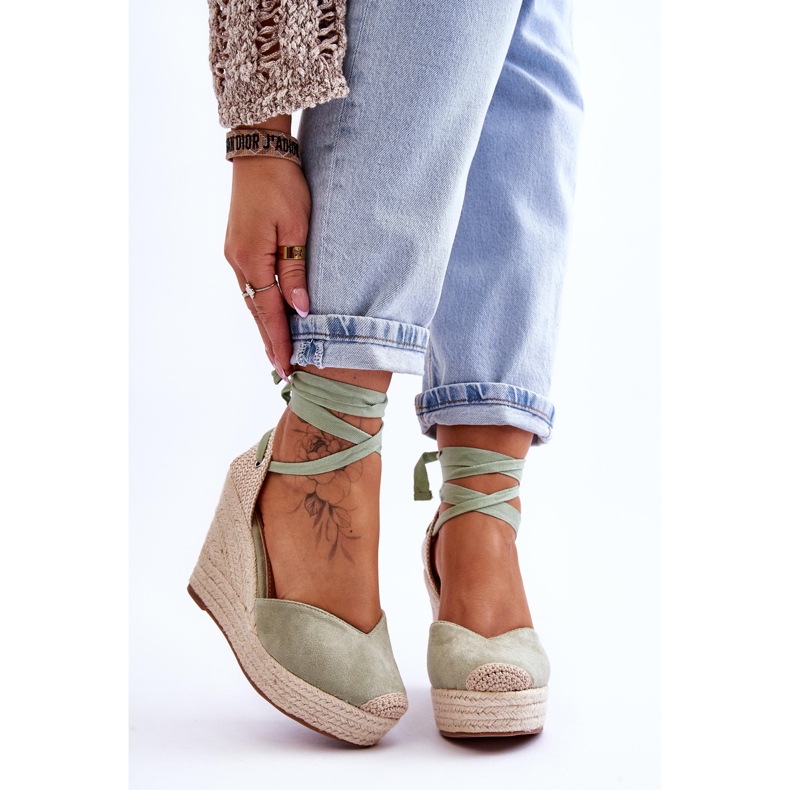 Women's Lace Up Wedge Sandals Bethany Green 1