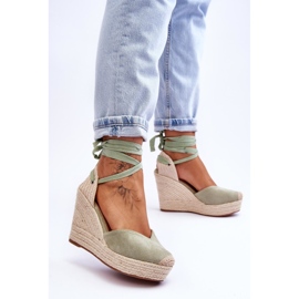 Women's Lace Up Wedge Sandals Bethany Green 2