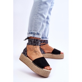 Suede Wedge Sandals Black Livia 2