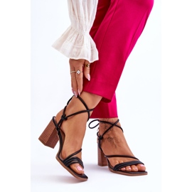 Women's Leather Sandals On Heel Black Seyna 2