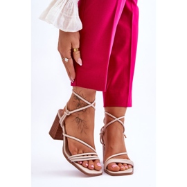 FJ1 Leather Women's Heel Sandals Beige Seyna brown 1