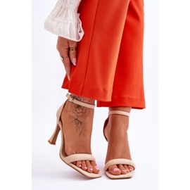 Suede Women's Heel Sandals Beige Rousses brown 1