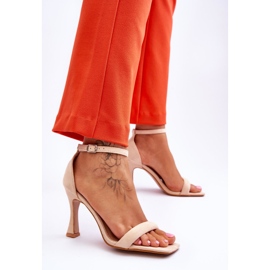 Suede Women's Heel Sandals Beige Rousses brown 2