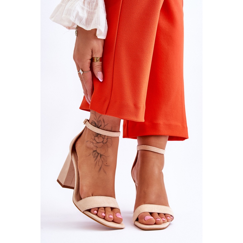 Women's Sandals On A Stable Heel Beige Lavissa brown 1