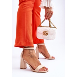 Women's Sandals On A Stable Heel Beige Lavissa brown 2