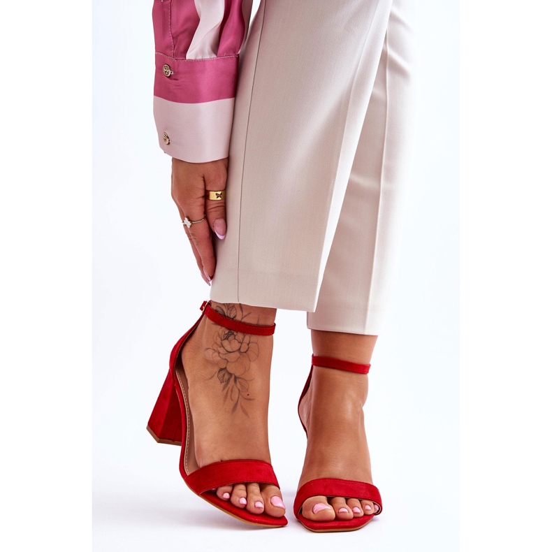 FJ1 Women's Sandals On A Stable Heel Red Lavissa 1