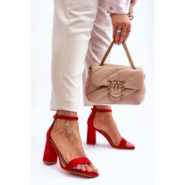 FJ1 Women's Sandals On A Stable Heel Red Lavissa 2