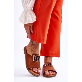 FJ1 Women's Slippers With Decorative Element Camel Leonia brown 1