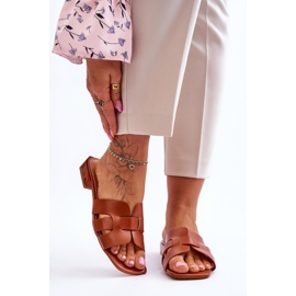 FJ1 Classic Women's Camel Fendy Leather Slippers brown 1 FJ1 Classic Women's Camel Fendy Leather Slippers brown 1