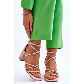 FJ1 Leather Fashionable Women's Sandals Beige Primma High Heels brown 1