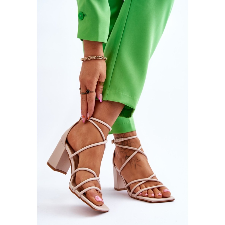 FJ1 Leather Fashionable Women's Sandals Beige Primma High Heels brown 2