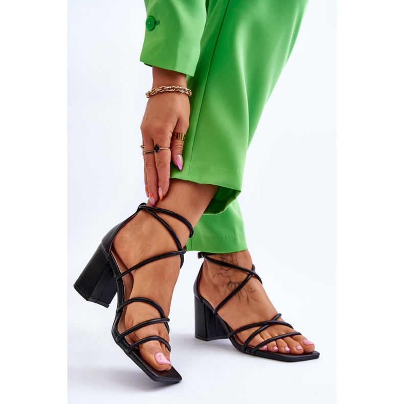 Leather Fashionable Women's Heel Sandals Black Primma 2 Leather Fashionable Women's Heel Sandals Black Primma 2