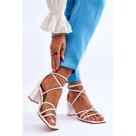 FJ1 Leather Fashionable Women's Heeled Sandals White Primma 2