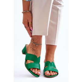 FJ1 Classic Low Heel Leather Sandals Miley Green 1 FJ1 Classic Low Heel Leather Sandals Miley Green 1