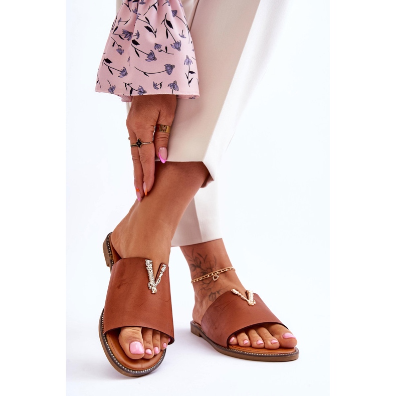 FJ1 Women's Classic Camel Bertha Embellished Slippers brown 2