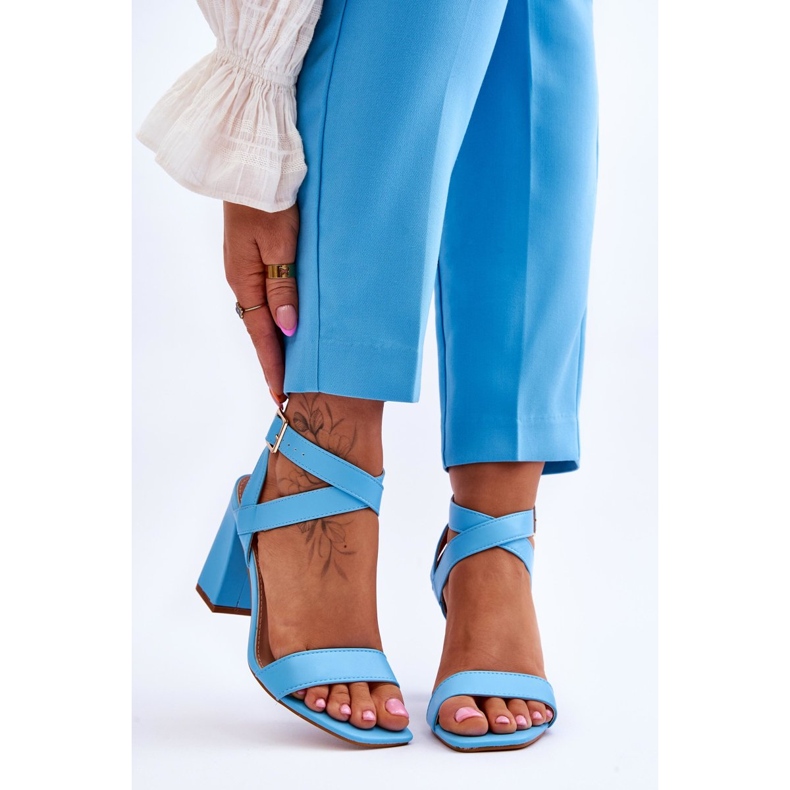 Elegant Sandals On A Heel Light Blue Michele 1