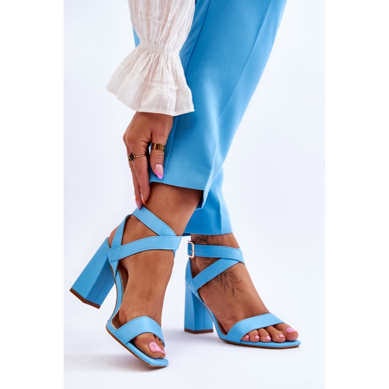 Elegant Sandals On A Heel Light Blue Michele 2