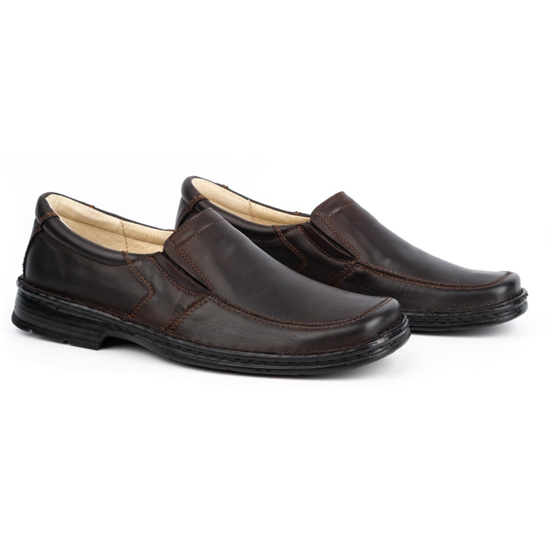 WASAK Leather men's slip-on shoes 0114W brown 2