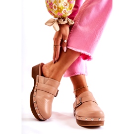 Women's Beige Heeled Flip-Flops with Rhinestones 2