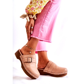 Women's Beige Heeled Flip-Flops with Rhinestones 4